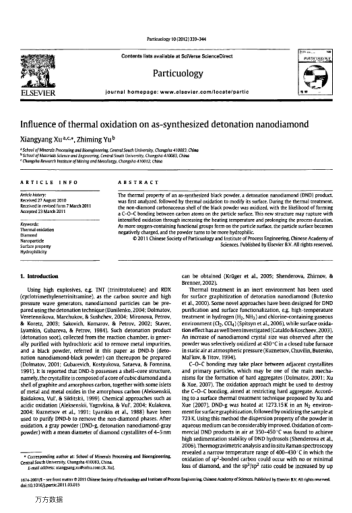 Influence of thermal oxidation on as-synthesized detonation nanodiamond