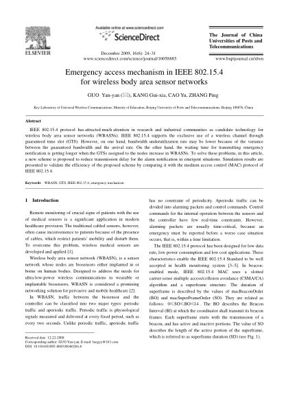 Emergency access mechanism in IEEE 802.15.4 for wireless body area sensor networks