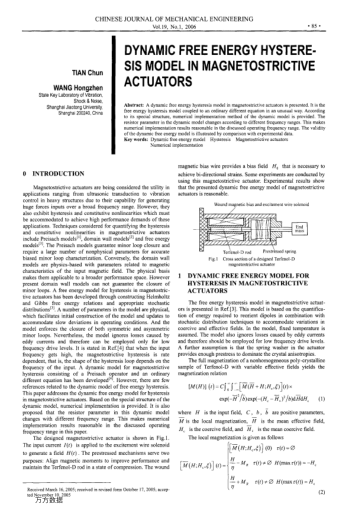DYNAMIC FREE ENERGY HYSTERESIS MODEL IN MAGNETOSTRICTIVE ACTUATORS