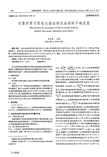 石墨爐原子吸收光譜法測定血鉛的不確定度