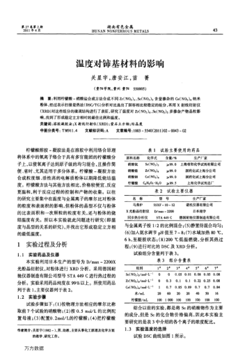 溫度對鈰基材料的影響