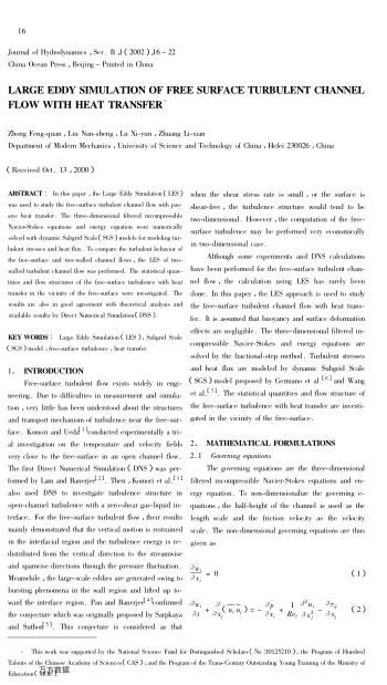 LARGE EDDY SIMULATION OF FREE SURFACE TURBULENT CHANNEL FLOW WITH HEAT TRANSFER