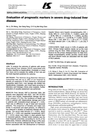 Evaluation of prognostic markers in severe drug-induced liver disease