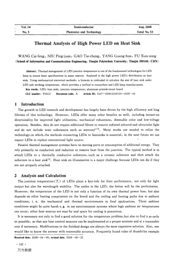 Thermal Analysis of High Power LED on Heat Sink