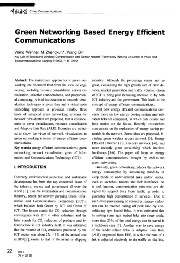 Green Networking Based Energy Efficient Communications