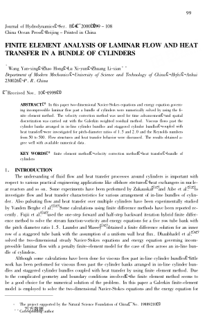 FINITE ELEMENT ANALYSIS OF LAMINAR FLOW AND HEAT TRANSFER IN A BUNDLE OF CYLINDERS