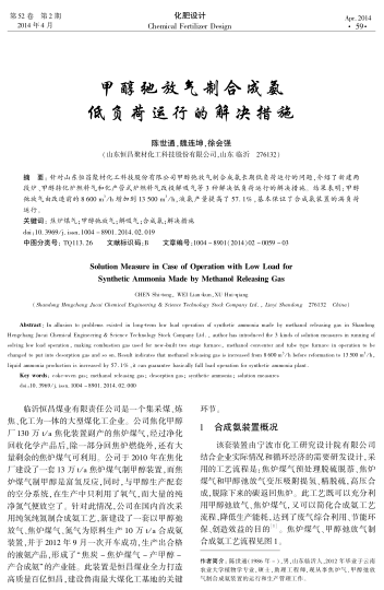 甲醇弛放氣制合成氨低負(fù)荷運行的解決措施