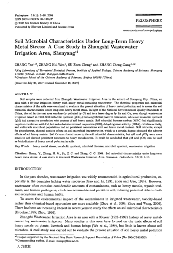 Soil Microbial Characteristics Under Long-Term Heavy Metal Stress: A Case Study in Zhangshi Wastewat
