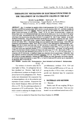 THERAPEUTIC MECHANISM OF ELECTROACUPUNCTURE IN THE TREATMENT OF ULCERATIVE COLITIS IN THE RAT