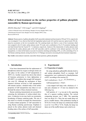 Effect of heat-treatment on the surface properties of gallium phosphide nanosolids by Raman spectros
