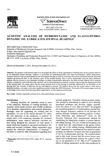 ACOUSTIC ANALYSIS OF HYDRODYNAMIC AND ELASTO-HYDRODYNAMIC OIL LUBRICATED JOURNAL BEARINGS