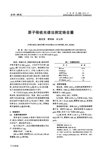 原子吸收光譜法測定鉻含量