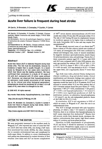 Acute liver failure is frequent during heat stroke
