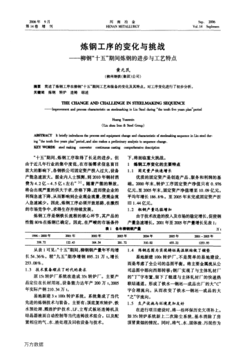 煉鋼工序的變化與挑戰(zhàn)——柳鋼"十五"期間煉鋼的進(jìn)步與工藝特點(diǎn)