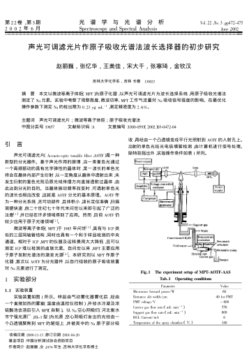 聲光可調(diào)濾光片作原子吸收光譜法波長選擇器的初步研究