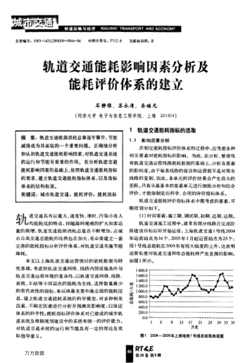 軌道交通能耗影響因素分析及能耗評(píng)價(jià)體系的建立
