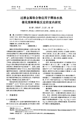 過渡金屬絡(luò)合物應(yīng)用于稠油水熱催化裂解降黏反應(yīng)的室內(nèi)研究