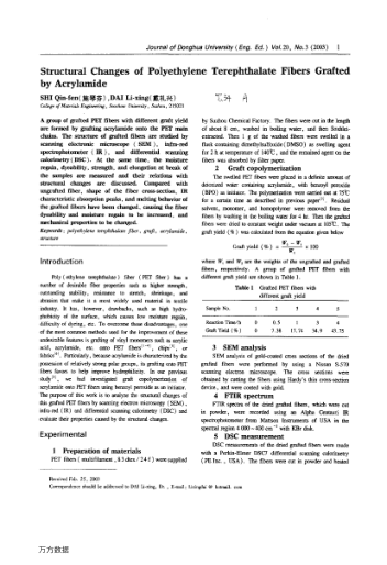 Structural Changes of Polyethylene Terephthalate Fibers Grafted by Acrylamide