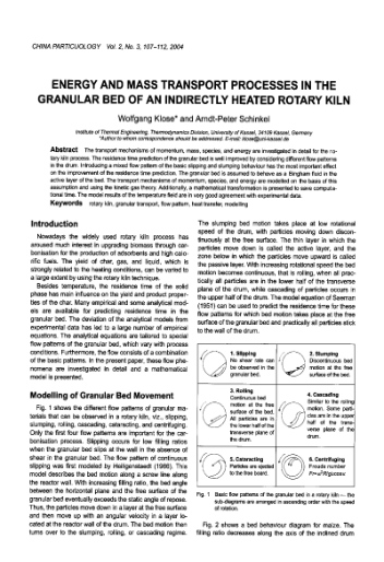 ENERGY AND MASS TRANSPORT PROCESSES IN THE GRANULAR BED OF AN INDIRECTLY HEATED ROTARY KILN