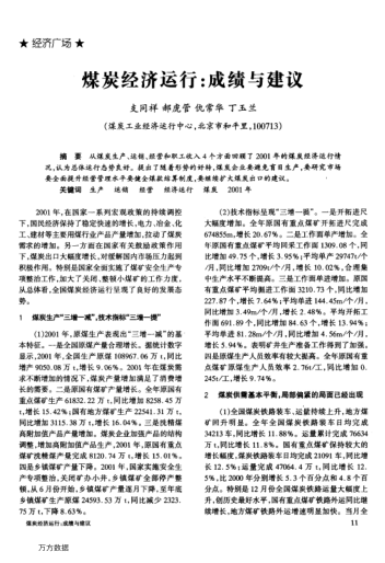 煤炭經(jīng)濟(jì)運(yùn)行：成績(jī)與建議