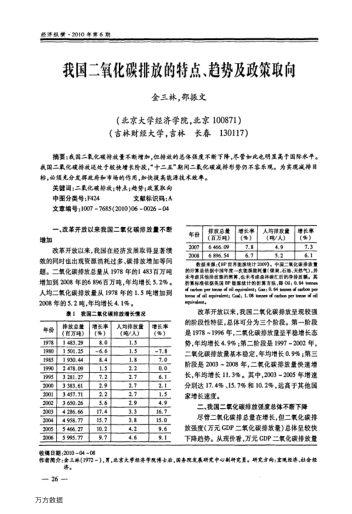 我國(guó)二氧化碳排放的特點(diǎn)、趨勢(shì)及政策取向