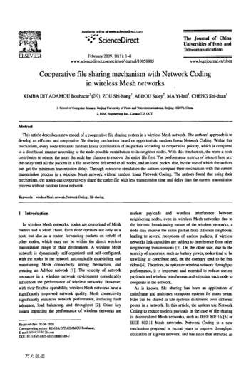 Cooperative file sharing mechanism with Network Coding in wireless Mesh networks