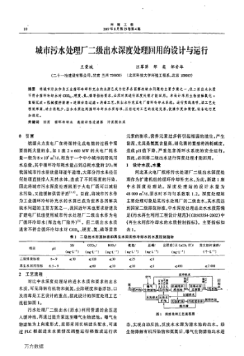 城市污水處理廠二級出水深度處理回用的設(shè)計與運(yùn)行
