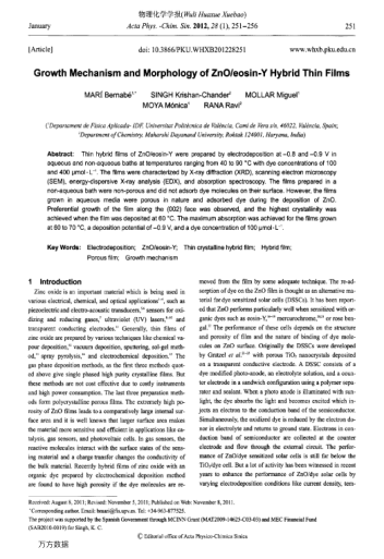 Growth Mechanism and Morphology of ZnO/eosin-Y Hybrid Thin Films