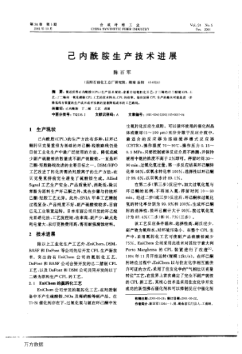 己內酰胺生產技術進展