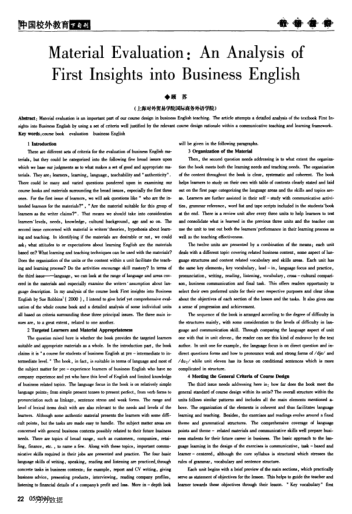 Material Evaluation: An Analysis of First Insights into Business English