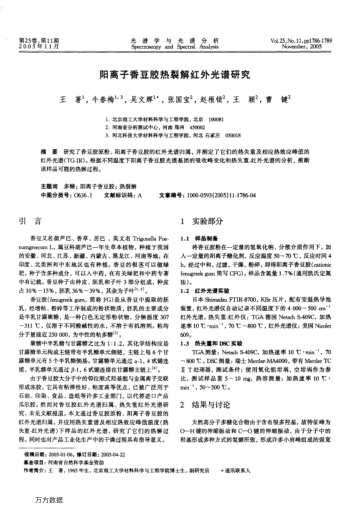 陽(yáng)離子香豆膠熱裂解紅外光譜研究