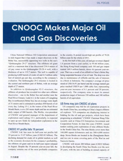 CNOOC Makes Major Oil and Gas Discoveries