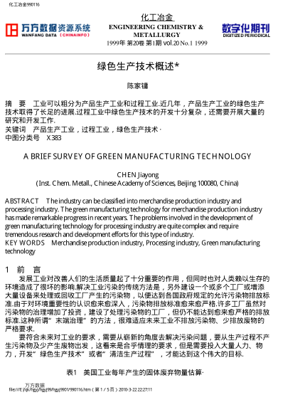 綠色生產(chǎn)技術(shù)概述