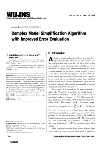 Complex Model Simplification Algorithm with Improved Error Evaluation