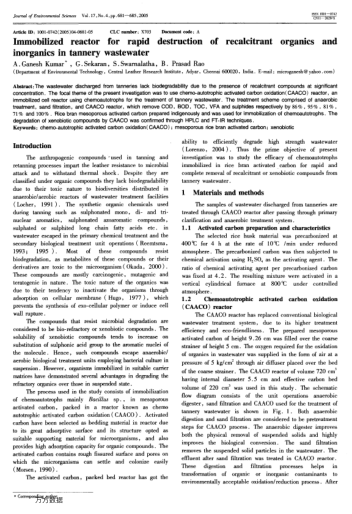 Immobilized reactor for rapid destruction of recalcitrant organics and inorganics in tannery wastewa