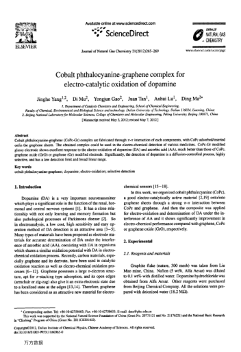Cobalt phthalocyanine-graphene complex for electro-catalytic oxidation of dopamine