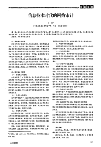 信息技術(shù)時代的網(wǎng)絡(luò)審計(jì)