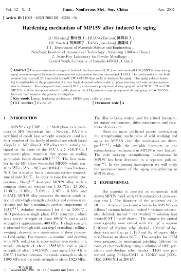 Hardening mechanism of MP159 alloy induced by aging