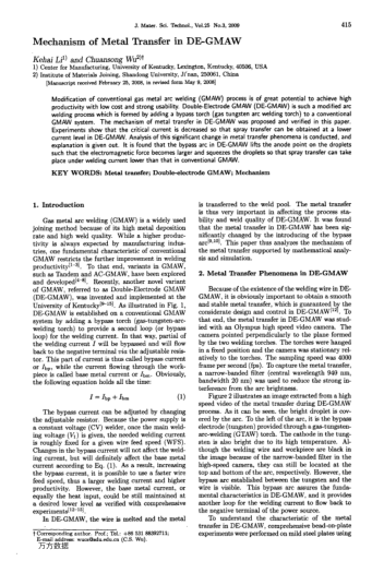 Mechanism of Metal Transfer in DE-GMAW