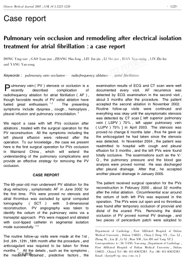 Pulmonary vein occlusion and remodeling after electrical isolation treatment for atrial fibrillation