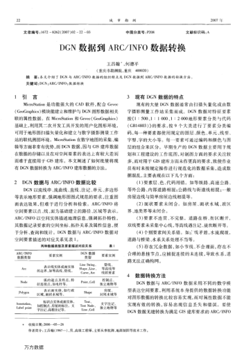 DGN數(shù)據(jù)到ARC/INFO數(shù)據(jù)轉(zhuǎn)換