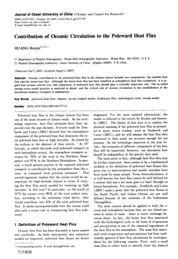 Contribution of Oceanic Circulation to the Poleward Heat Flux