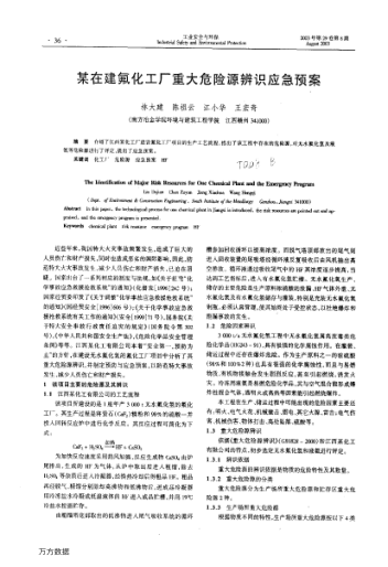 某在建氟化工廠重大危險源辨識應急預案