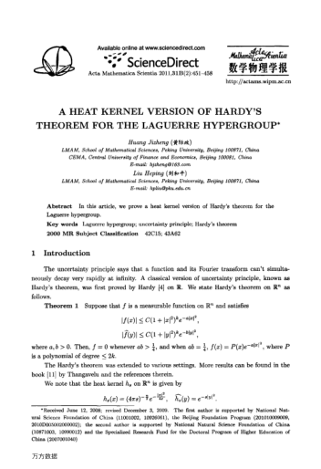 A HEAT KERNEL VERSION OF HARDY'S THEOREM FOR THE LAGUERRE HYPERGROUP