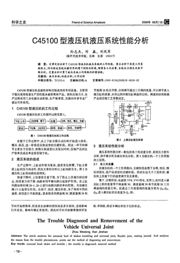 C45100型液壓機(jī)液壓系統(tǒng)性能分析