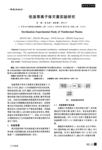 低溫等離子體滅菌實(shí)驗(yàn)研究