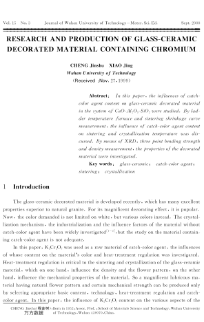 RESEARCH AND PRODUCTION OF GLASS-CERAMIC DECORATED MATERIAL CONTAINING CHROMIUM