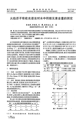 火焰原子吸收光譜法對(duì)水中鈣鎂元素含量的測(cè)定