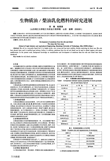 生物質(zhì)油/柴油乳化燃料的研究進(jìn)展