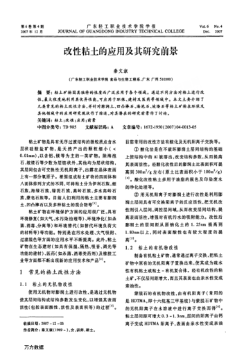 改性粘土的應(yīng)用及其研究前景